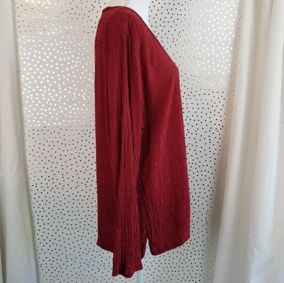 CP Shades Maroon V-Neck Textured Long Sleeve Top - Picture 3 of 5